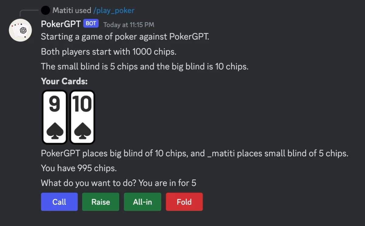 PokerGPT screenshot
