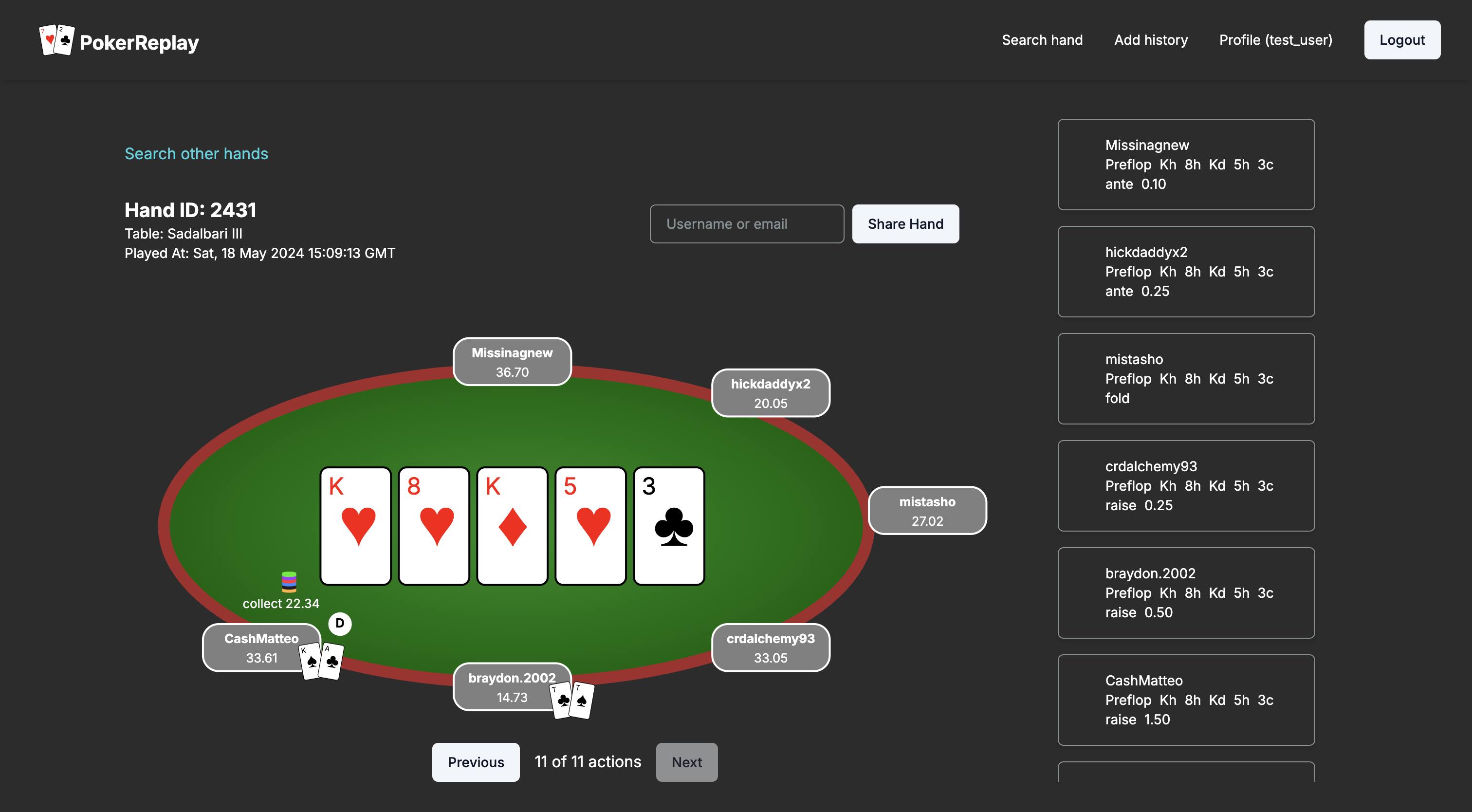 Poker Replay project screenshot