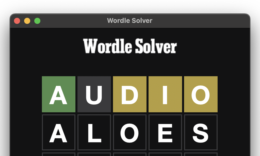 Wordle Solver project screenshot